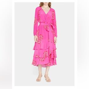 Frederica Printed Tiered Ruffle Belted Dress